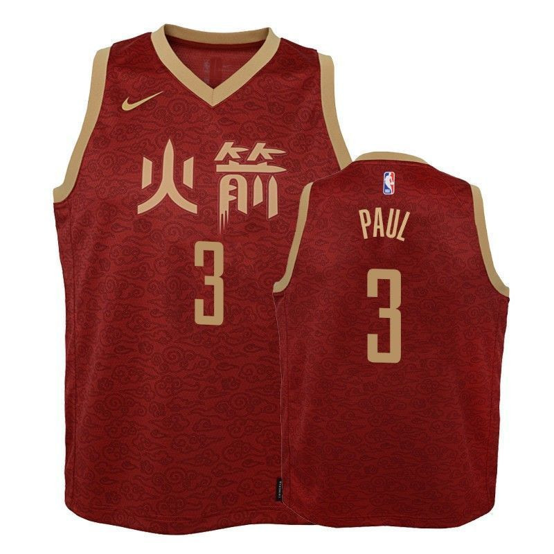 Houston Rockets Chris Paul 3 City Red NBA Jersey Youth