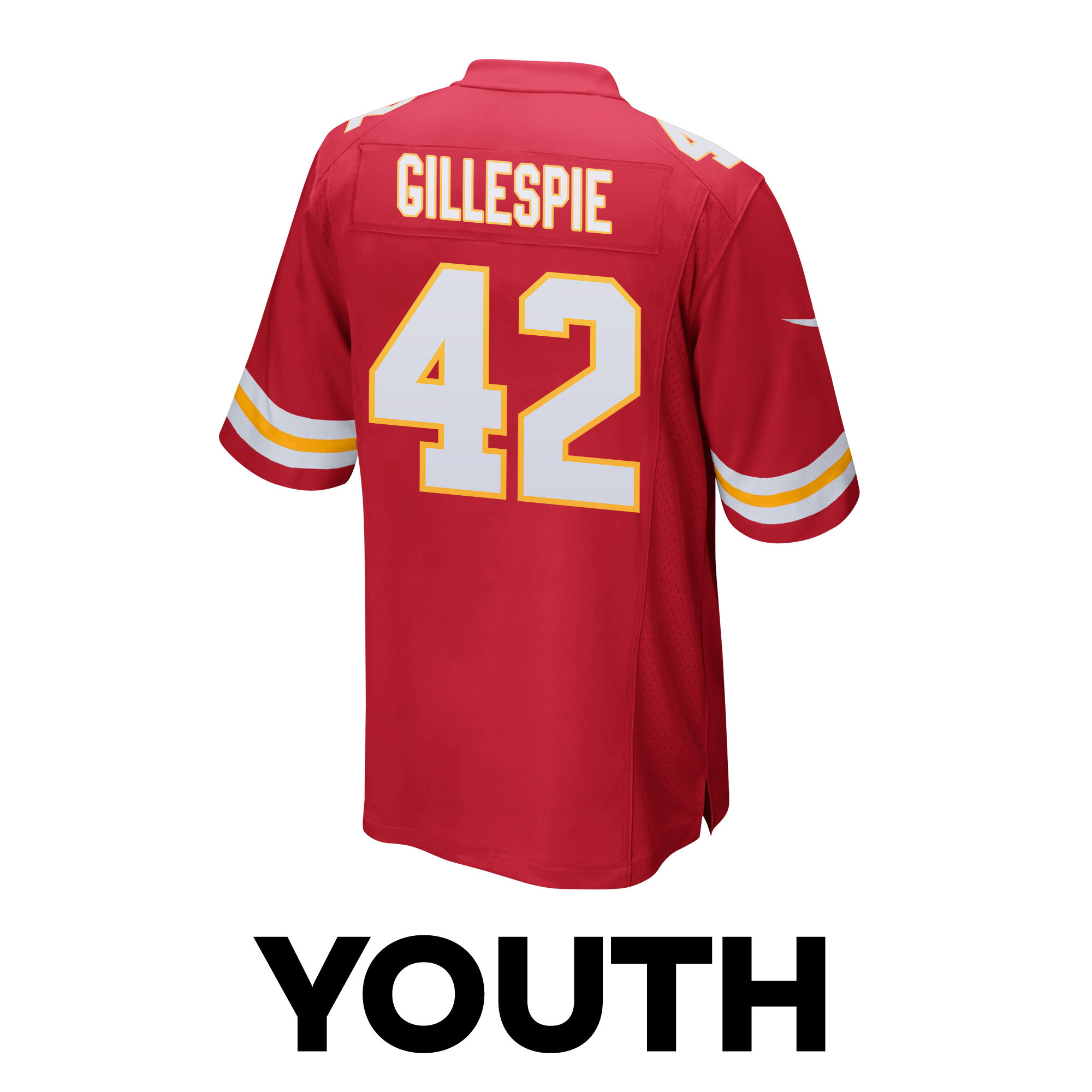 Tyree Gillespie 42 Kansas City Chiefs Super Bowl LVIII Champions 4X Game Red NFL Jersey Youth