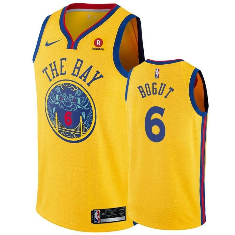 Golden State Warriors Andrew Bogut 6 City Yellow NBA Jersey Men's