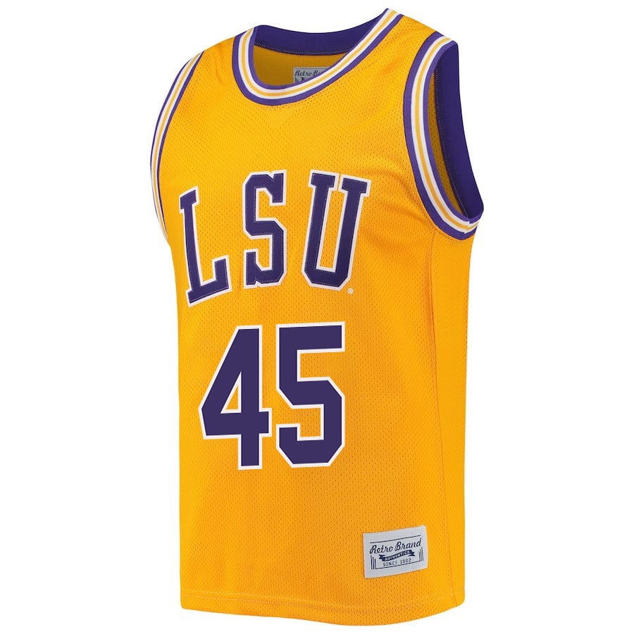 Alexis Morris 45 LSU Tigers 2023 Retro- Gold NCAA Jersey Men's