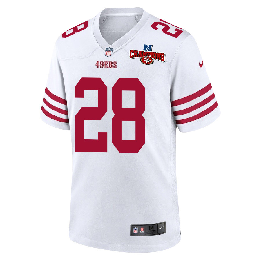 Darrell Luter Jr. 28 San Francisco 49ers NFC Champions Patch Game White NFL Jersey Men's