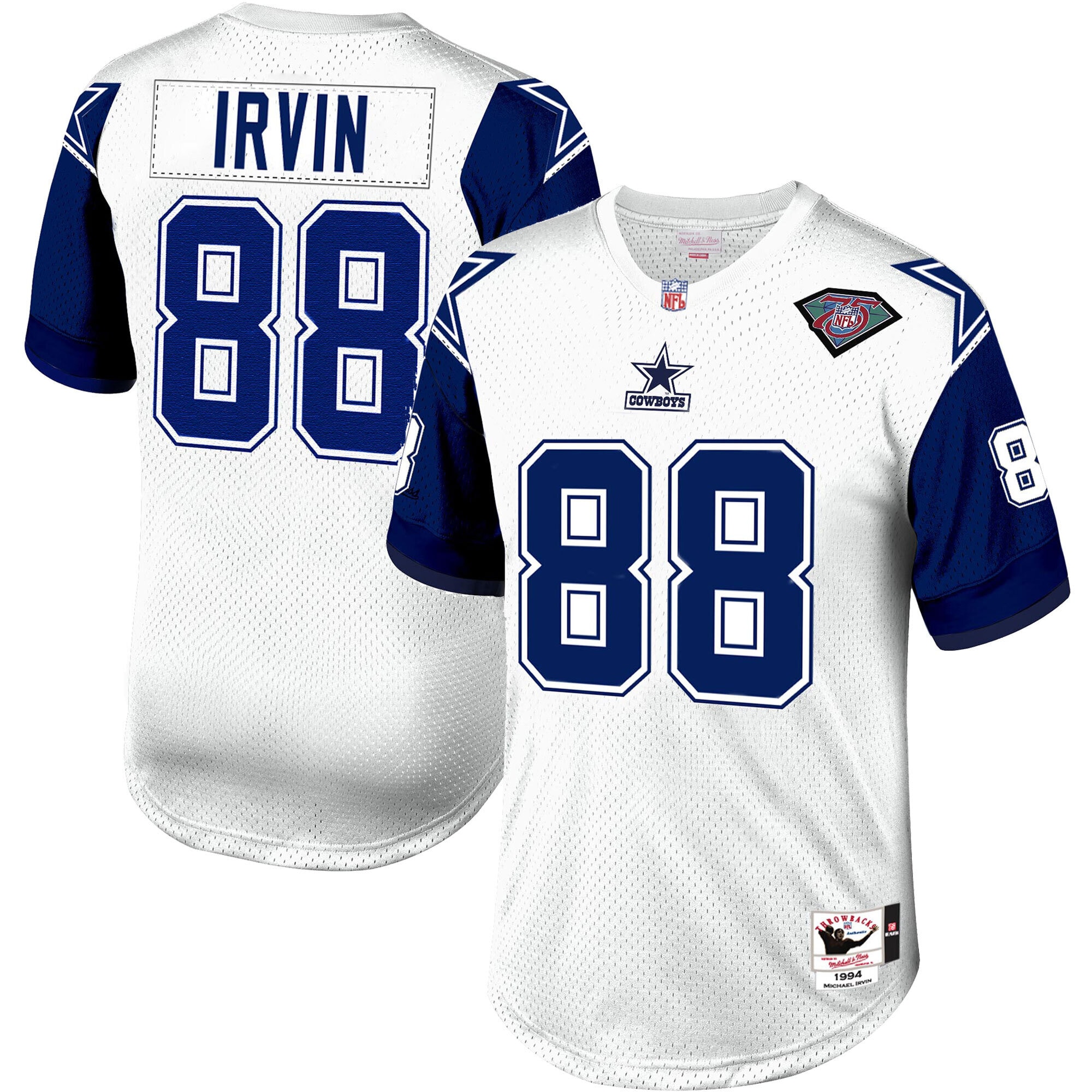 Dallas Cowboys 1994 Michael Irvin Mitchell Ness White Throwback Retired Player NFL Jersey Men's