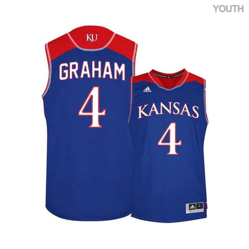 4 Devonte Graham Blue Kansas Jayhawks NCAA Jersey Youth