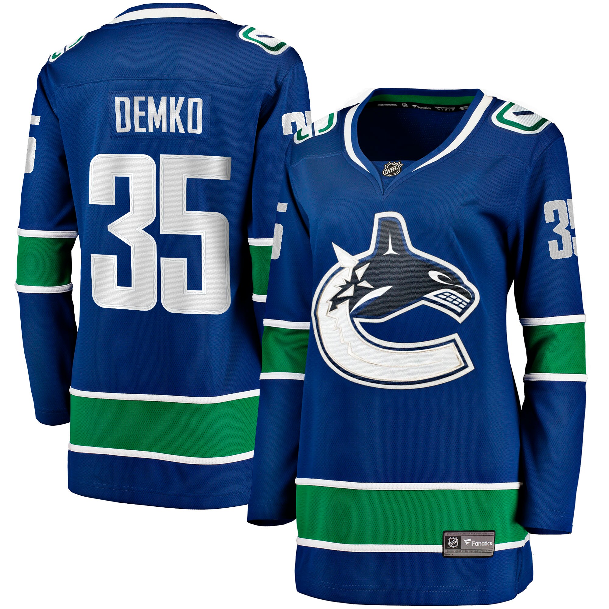 Vancouver Canucks Thatcher Demko Blue Home Breakaway NHL Jersey Women's