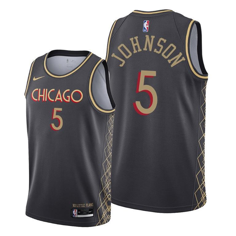 Stanley Johnson Chicago Bulls Black City Edition 5 NBA Jersey Men's