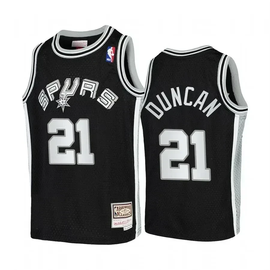Tim Duncan San Antonio Spurs Hardwood Classics Black NBA Jersey Youth
