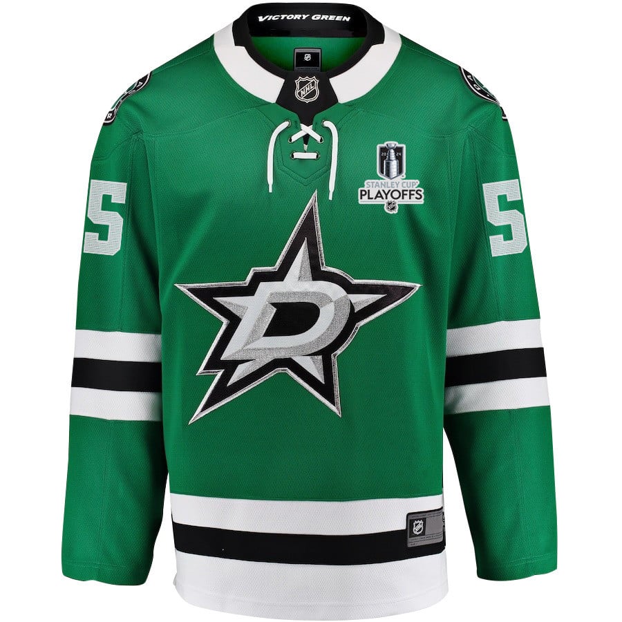 Thomas Harley 55 Dallas Stars 2024 Playoffs Patch Home Green NHL Jersey Men's