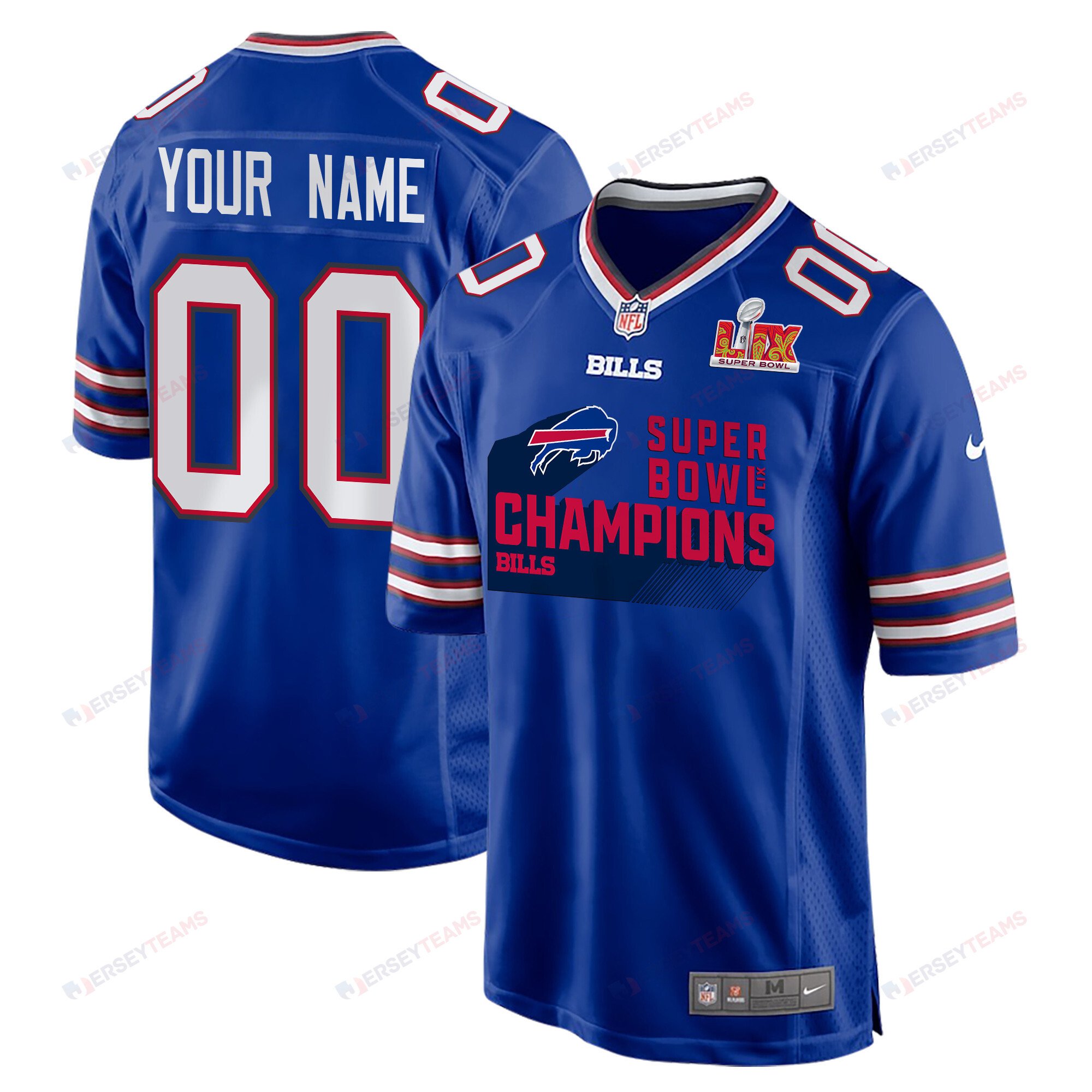 Buffalo Bills Super Bowl LIX Champions V4 Game Custom Royal NFL Jersey Men's