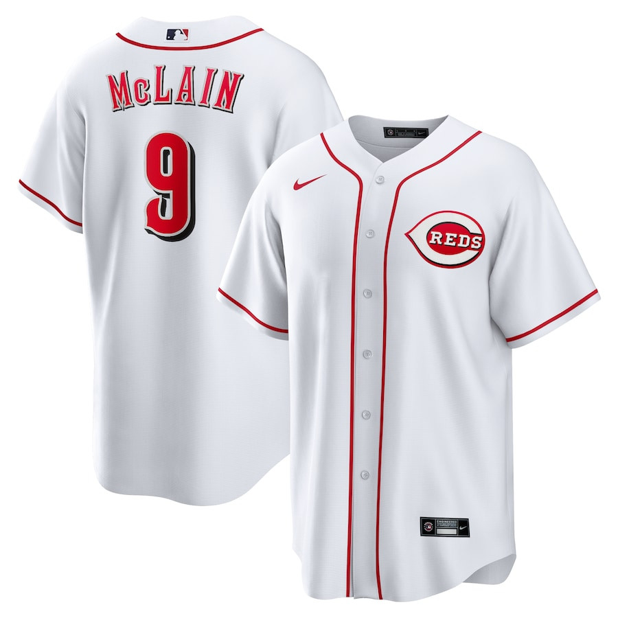 Matt McLain 9 Cincinnati Reds Home White MLB Jersey Men's
