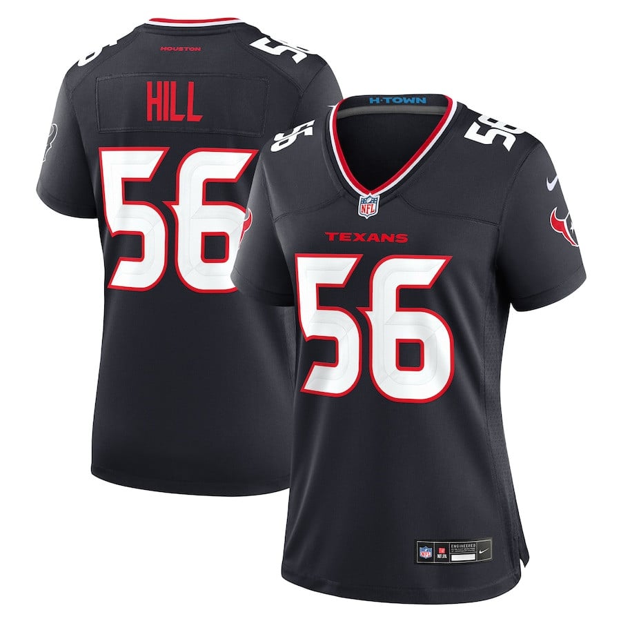 Jamal Hill 56 Houston Texans Team Game Navy NFL Jersey Women's