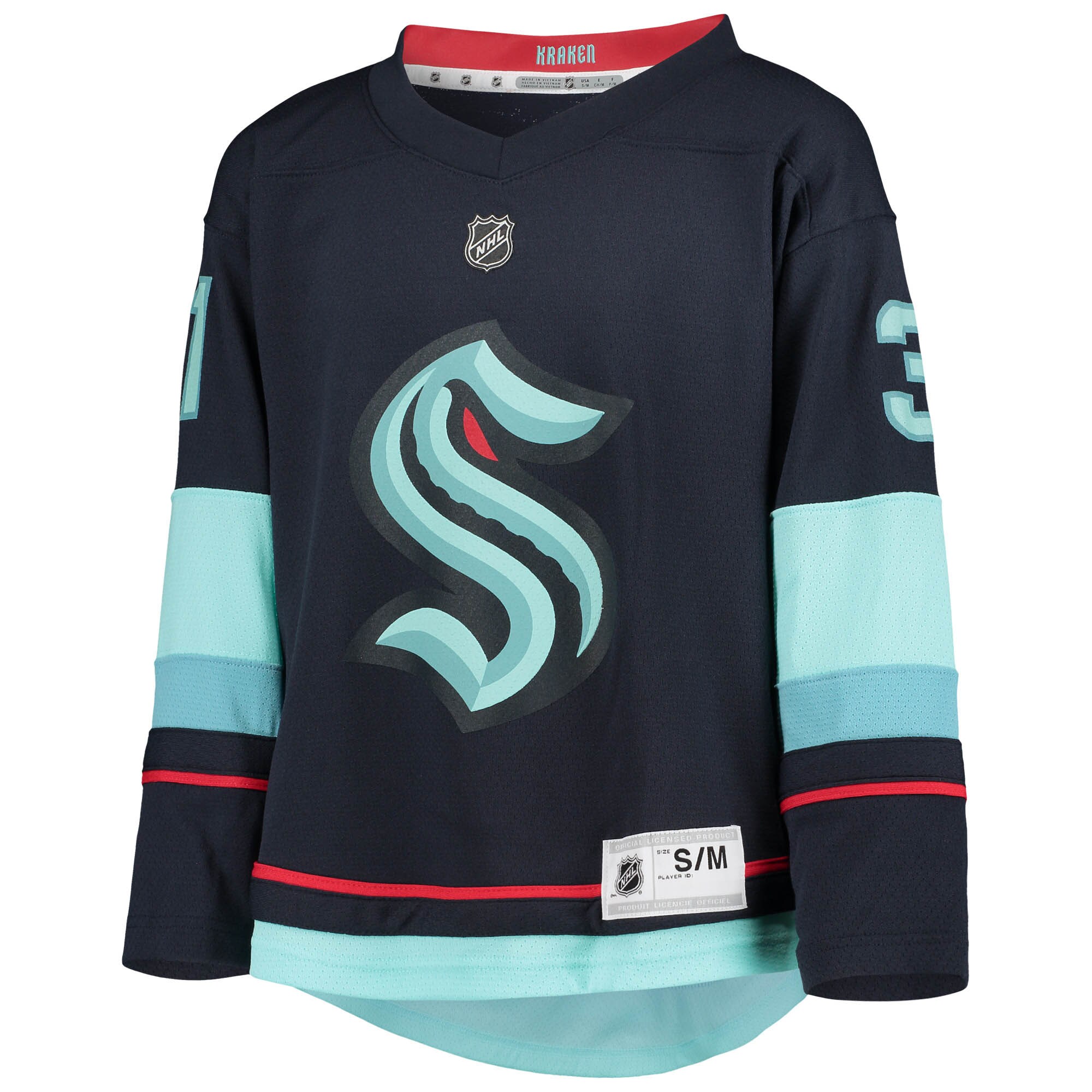 Seattle Kraken Philipp Grubauer Deep Sea Blue Home Player NHL Jersey Youth