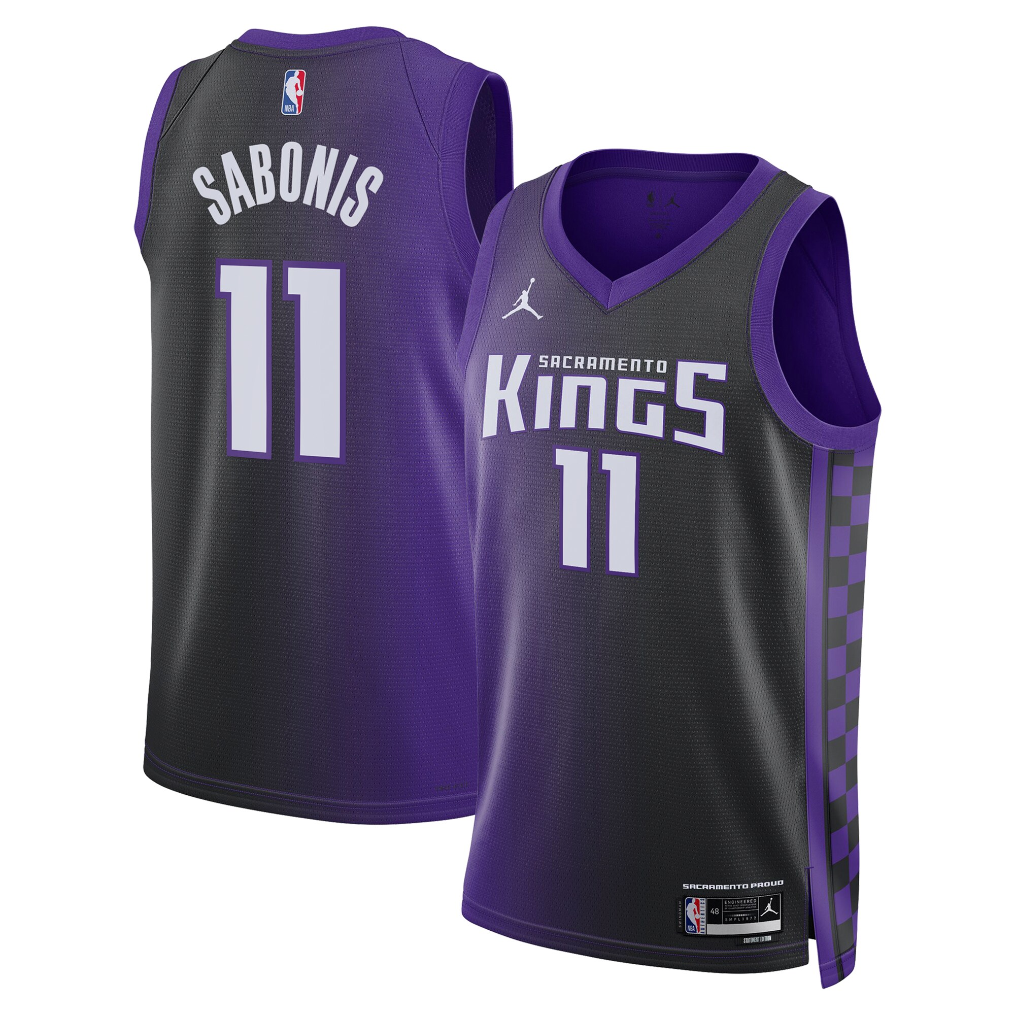 Camiseta Sacramento Kings Jordan Brand Statement Edition Swingman Purpura Domantas Saboni Unisex NBA Jersey Unisex