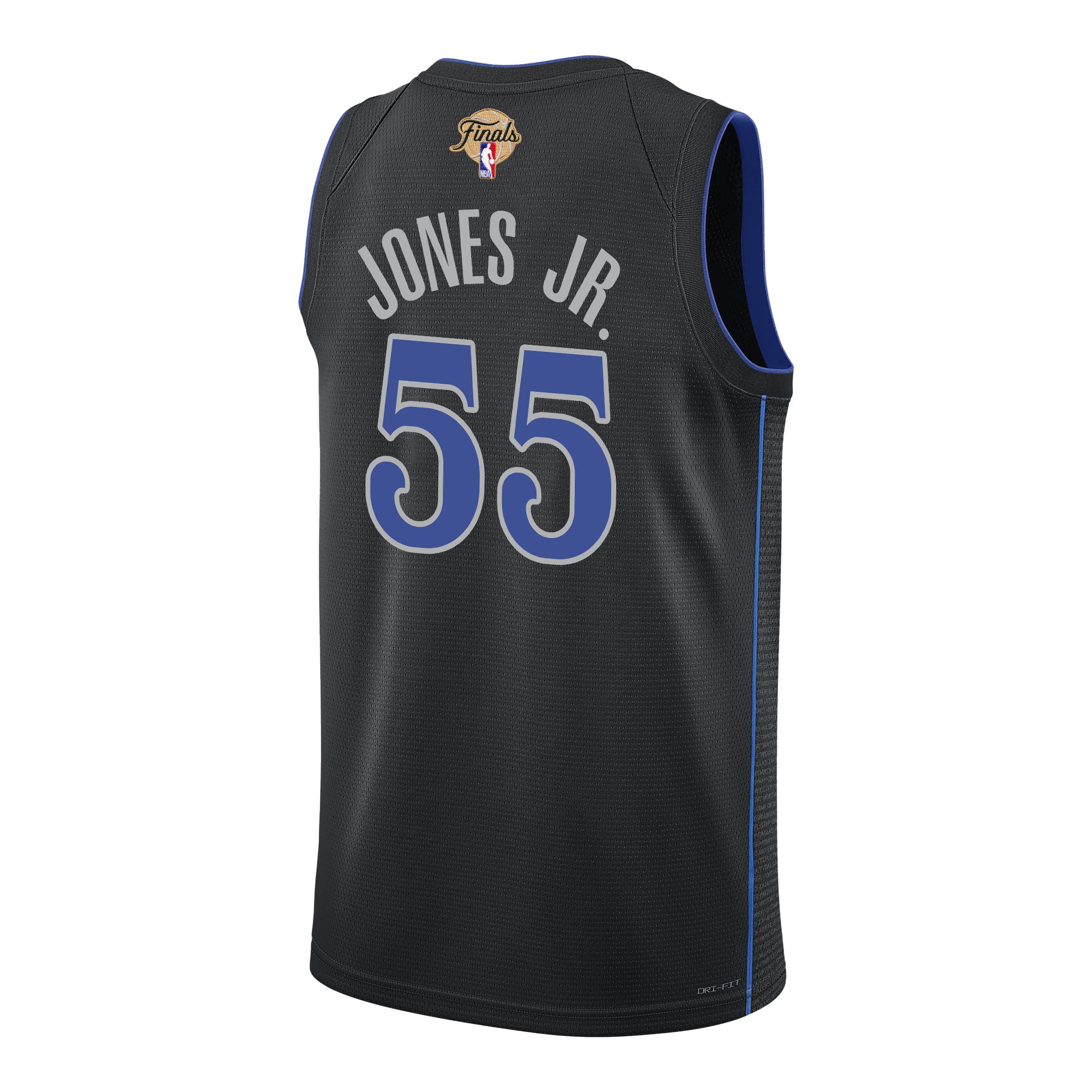 Derrick Jones Jr. 55 Dallas Mavericks 2024 FINALS PATCH Swingman City Edition Black NBA Jersey Men's