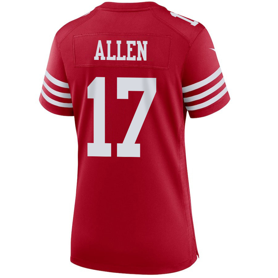 Brandon Allen 17 San Francisco 49ers Super Bowl LVIII Patch Game Scarlet NFL Jersey Women's