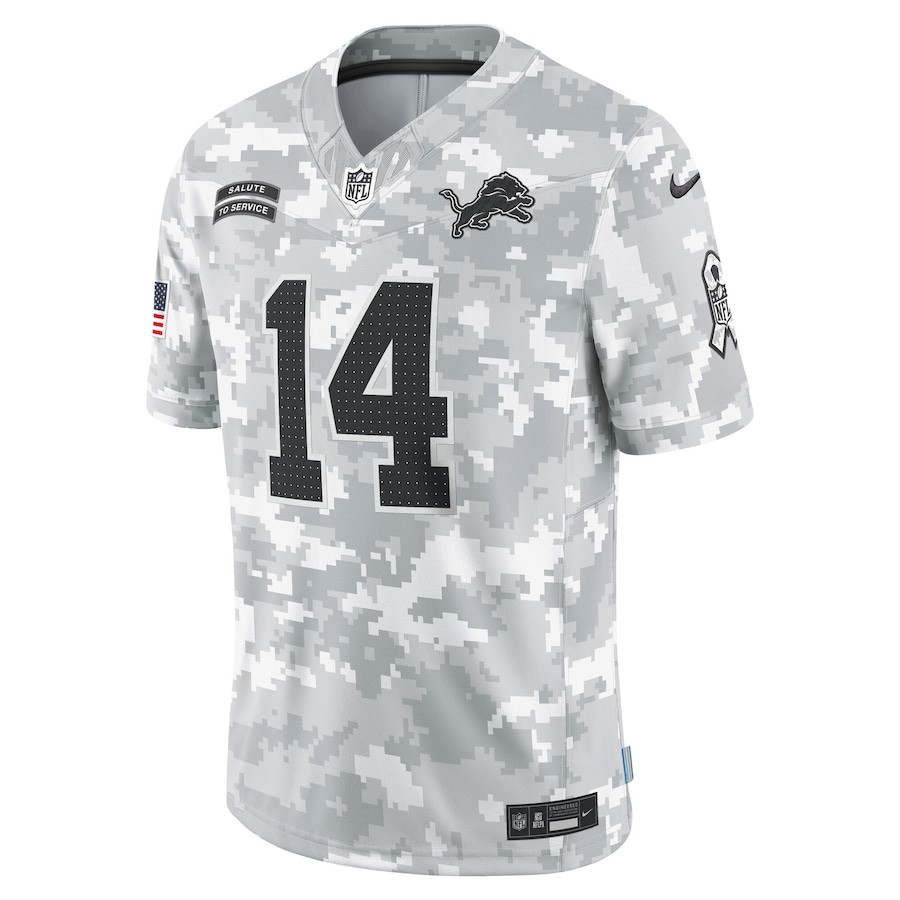 Amon-Ra St. Brown 14 Detroit Lions 2024 Salute to Service Limited Arctic Camo NFL Jersey Men's