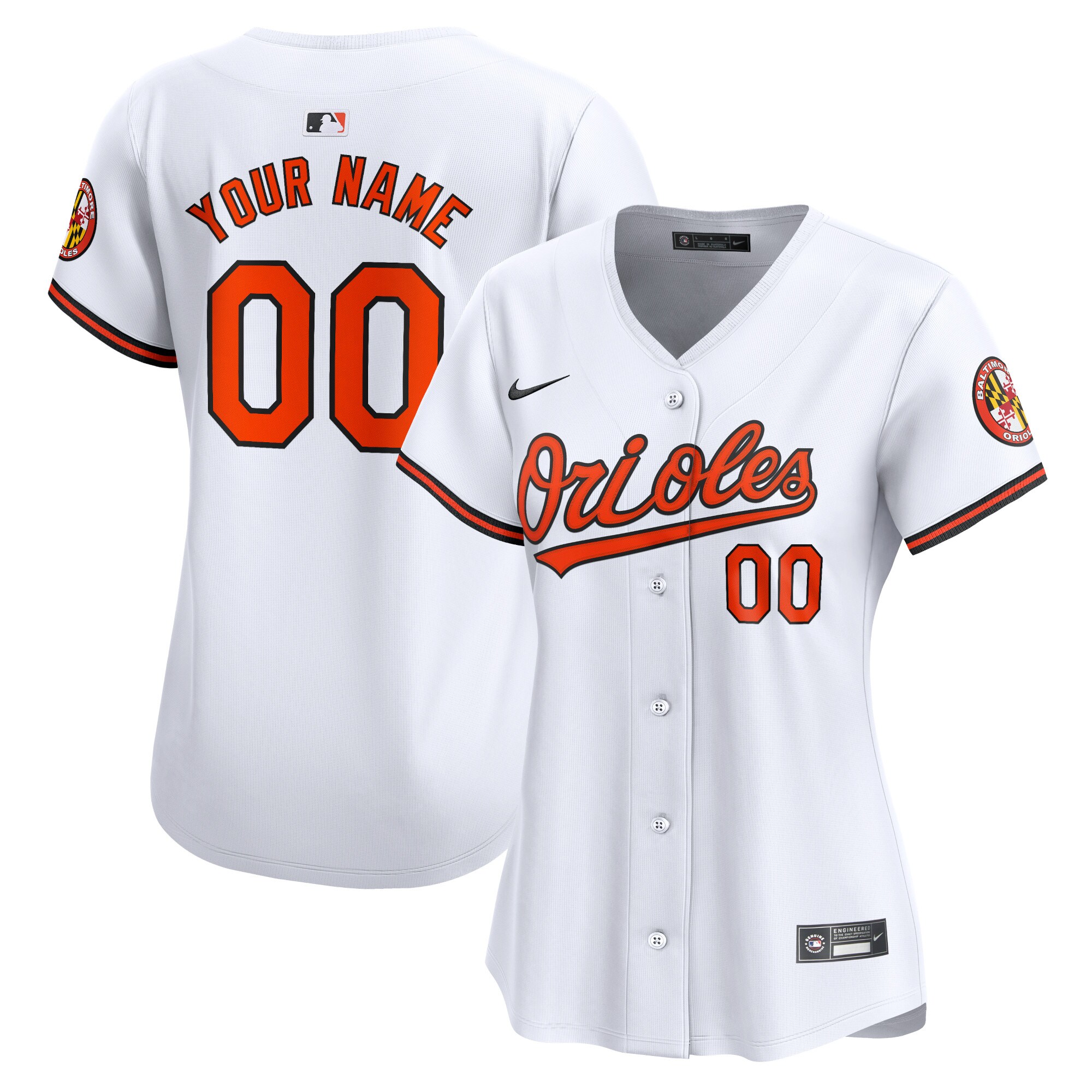 Baltimore Orioles White Home Limited Custom MLB Jersey Women's