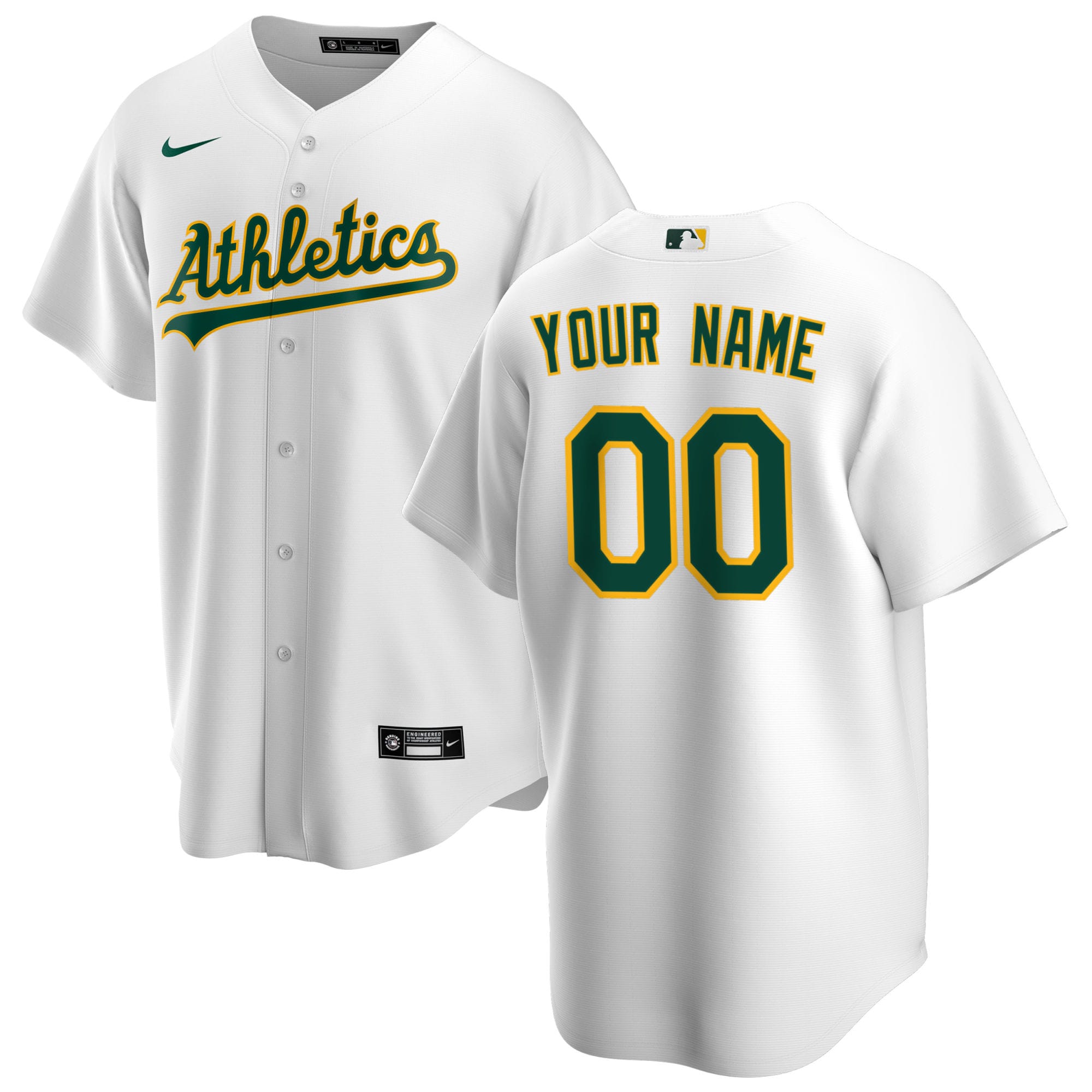 Oakland Athletics White Home Custom MLB Jersey Youth