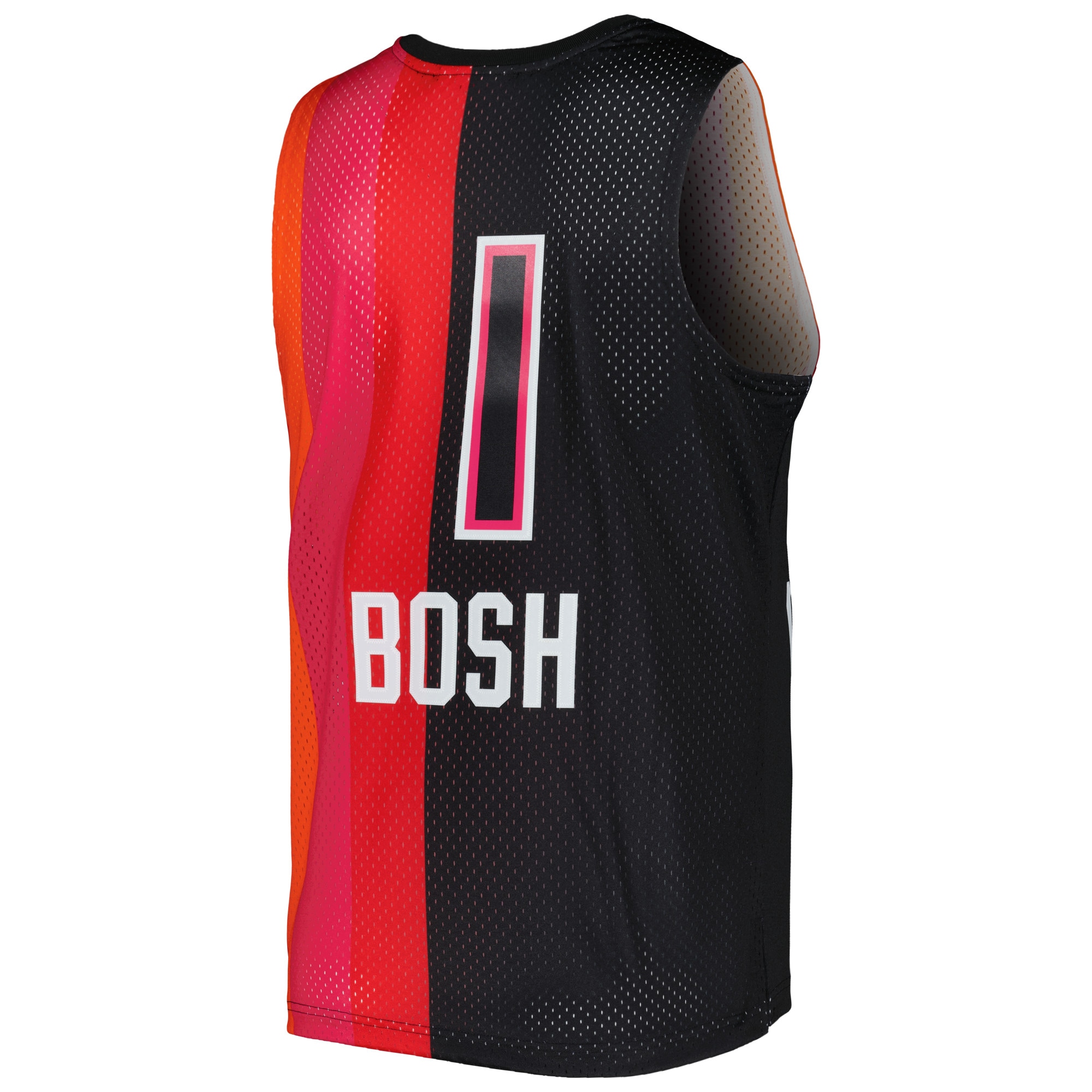 Mitchell Ness Chris Bosh Black/Red Miami Heat Hardwood Classics 2011/12 Split Swingman NBA Jersey Men's