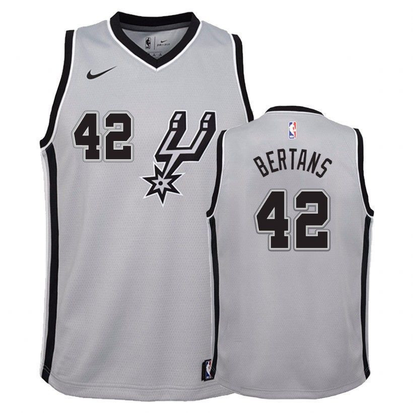 San Antonio Spurs Davis Bertans 42 Statet Silver NBA Jersey Youth