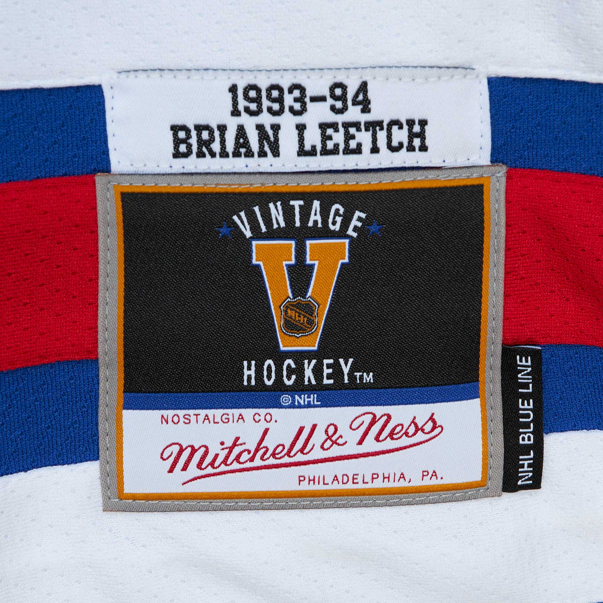 New York Rangers Brian Leetch Mitchell Ness Blue Alternate Captain Patch 1993/94 Blue Line Player NHL Jersey Men's