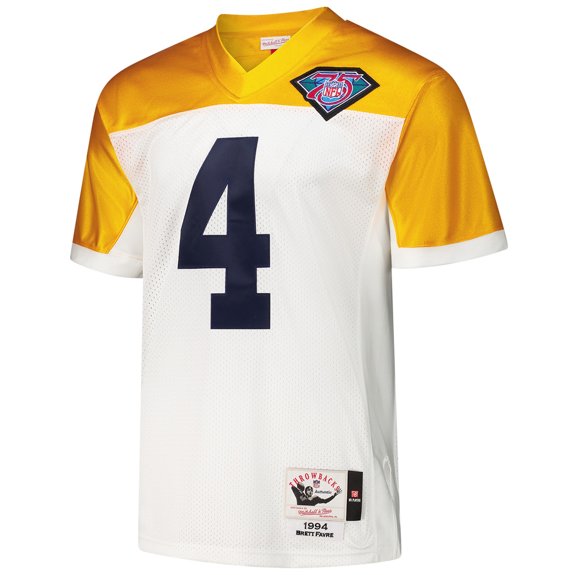 Green Bay Packers 1994 Brett Favre Mitchell Ness White Throwback Retired Player NFL Jersey Men's