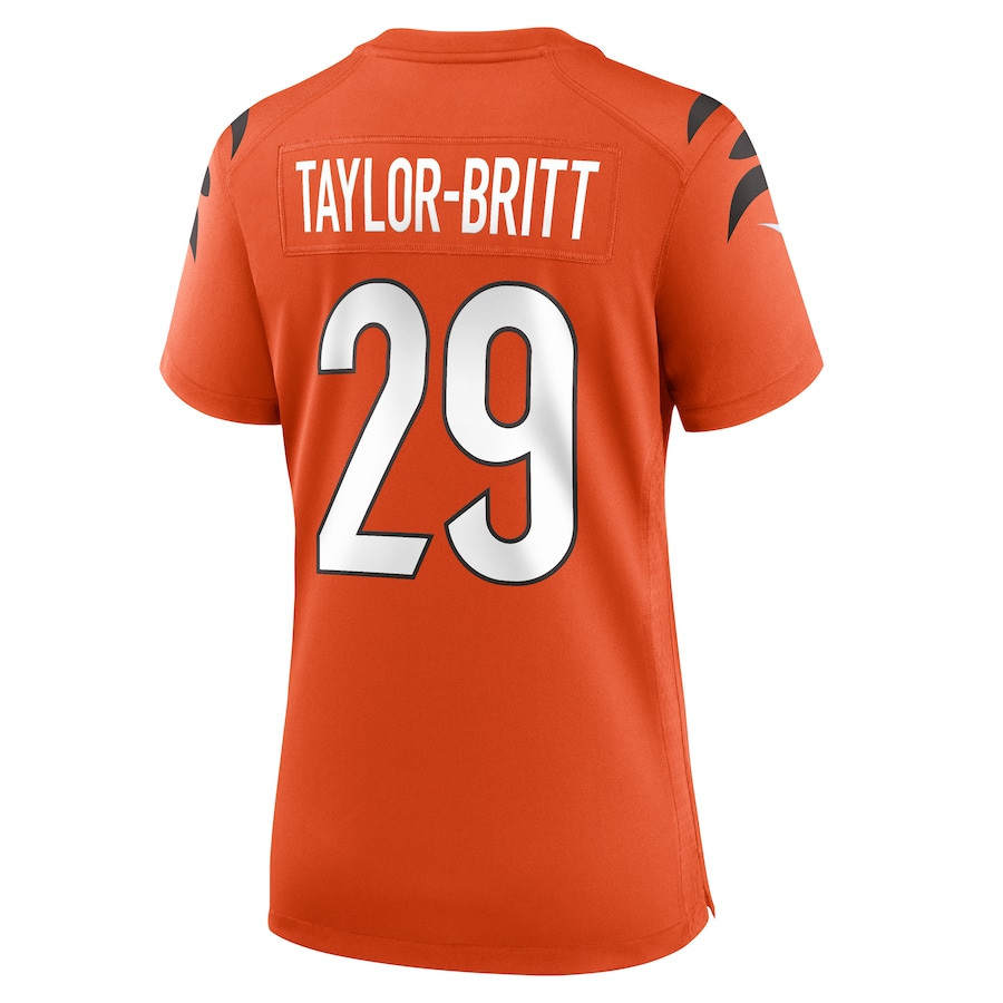 Cam Taylor-Britt 29 Cincinnati Bengals Alternate Game Orange NFL Jersey Women's