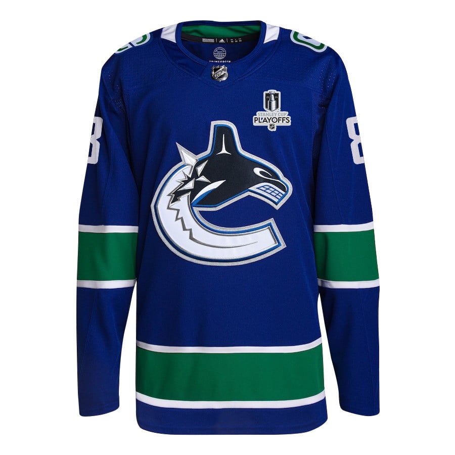 Conor Garland 8 Vancouver Canucks 2024 Playoffs Patch Home Blue NHL Jersey Men's