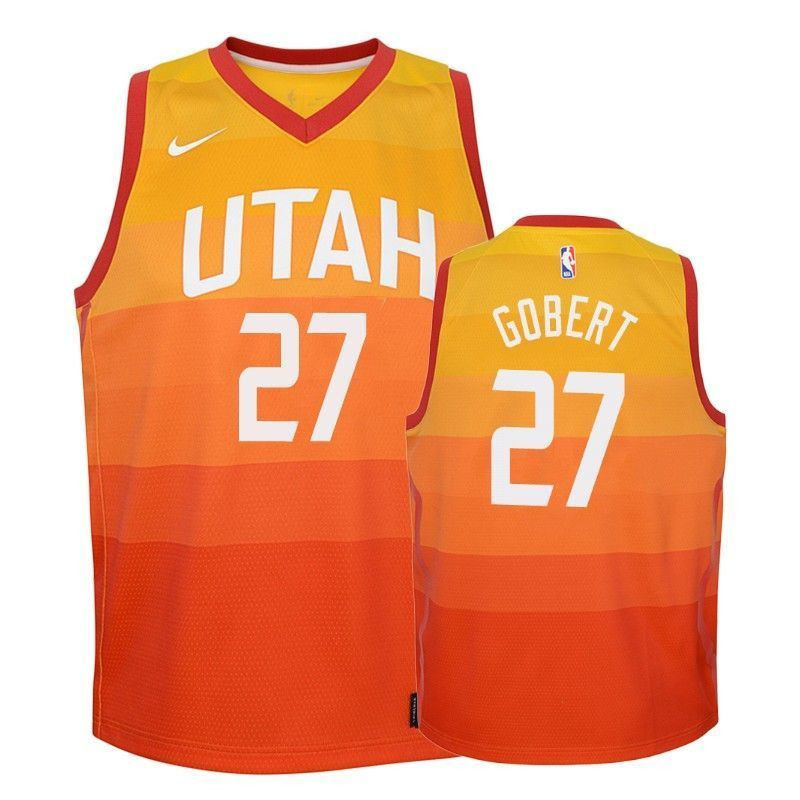 Utah Jazz Rudy Gobert 27 City Red NBA Jersey Youth