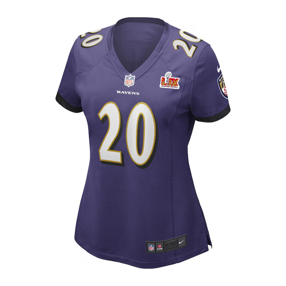 Ed Reed #20 Baltimore Ravens Super Bowl LIX Purple NFL Jersey Women's