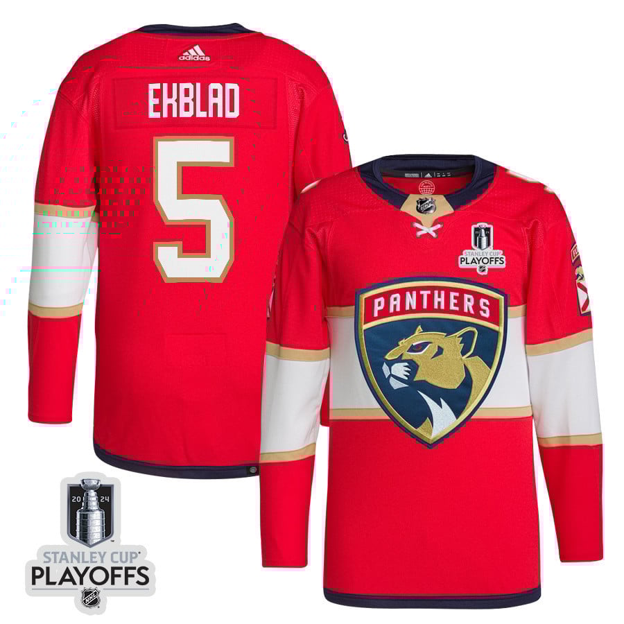 Aaron Ekblad 5 Florida Panthers 2024 Playoffs Patch Home Red NHL Jersey Men's