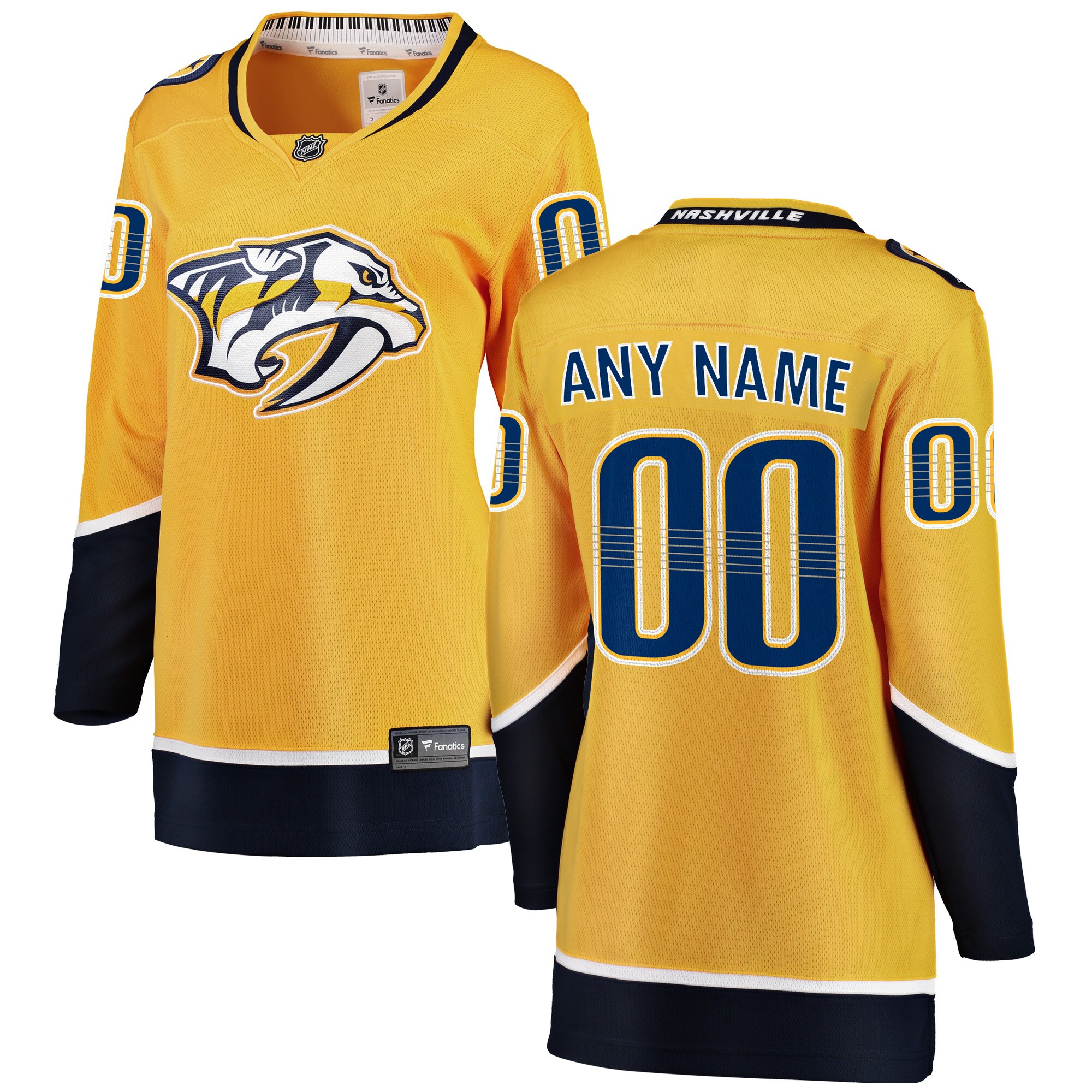 Nashville Predators Yellow Home Breakaway Custom NHL Jersey Women's