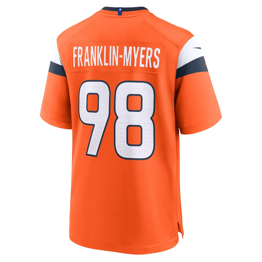 John Franklin-Myers 98 Denver Broncos Team Game Orange NFL Jersey Men's