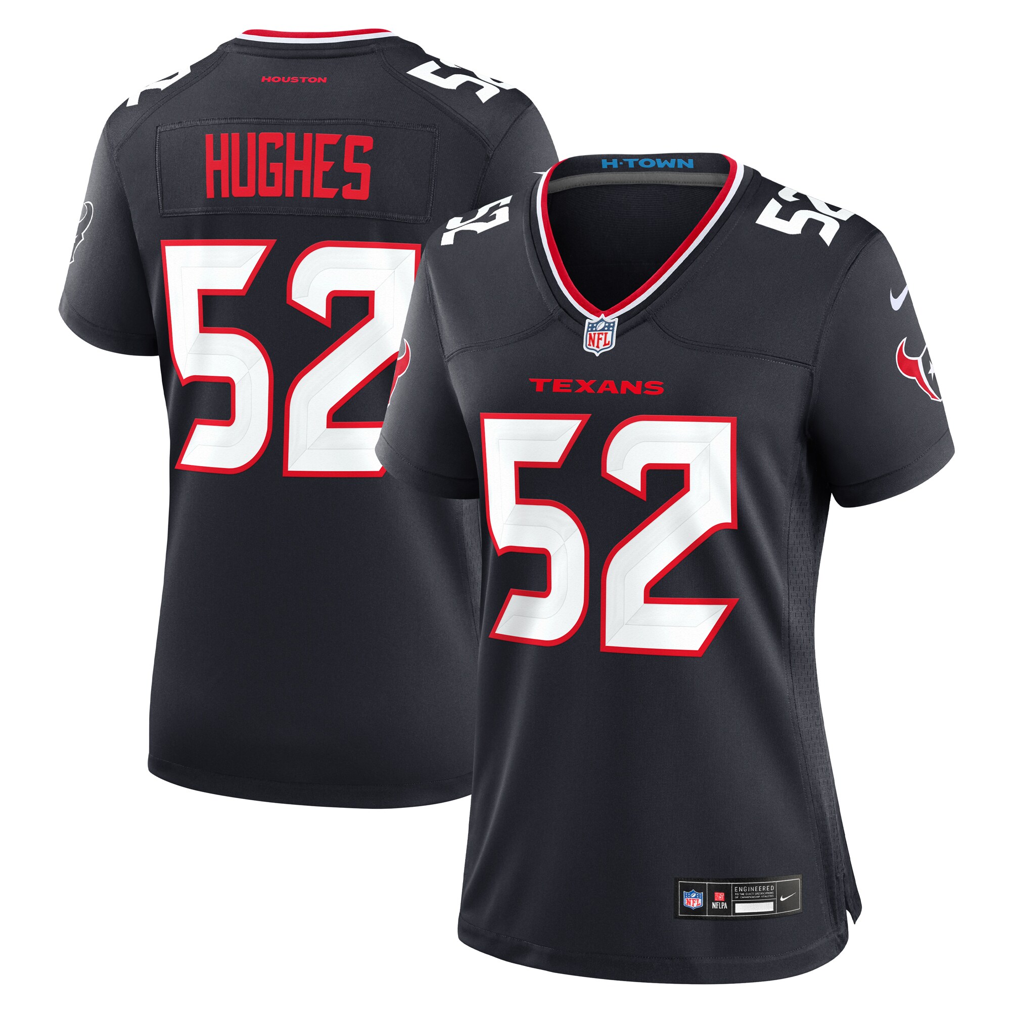 Houston Texans Jerry Hughes Navy Team Game NFL Jersey Women's