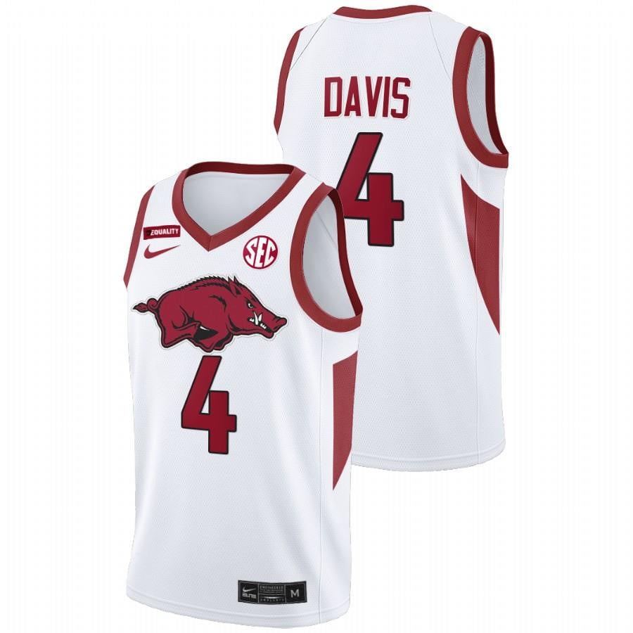 Arkansas Razorbacks Davonte Davis 4 202 White College Equality NCAA Jersey Men's
