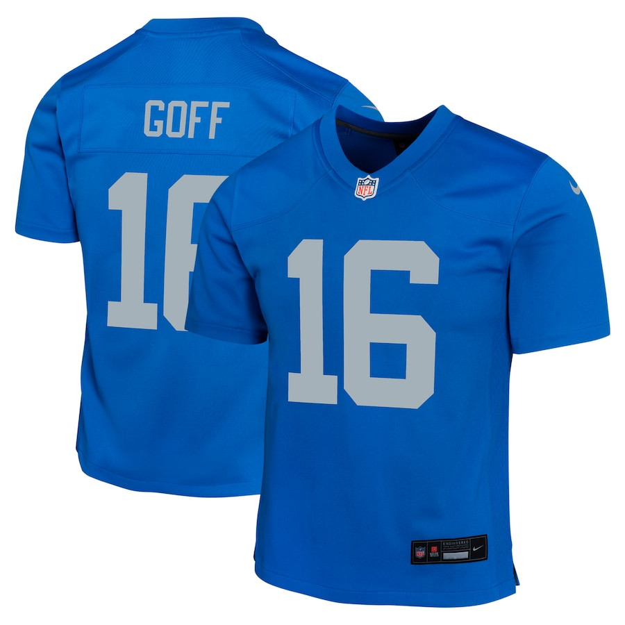 Jared Goff 16 Detroit Lions Alternate Game Blue NFL Jersey Youth