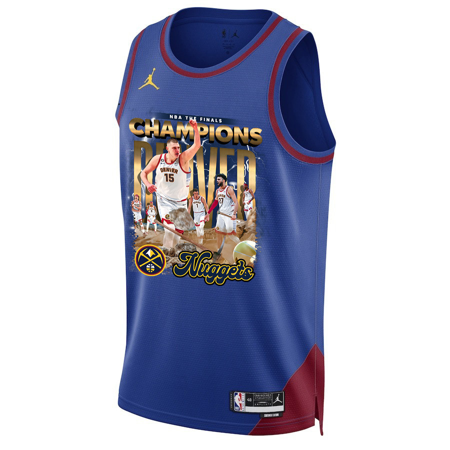 Nikola Joki? Denver Nuggets Superstar 2023 The Final Champions Swingman Blue NBA Jersey Men's