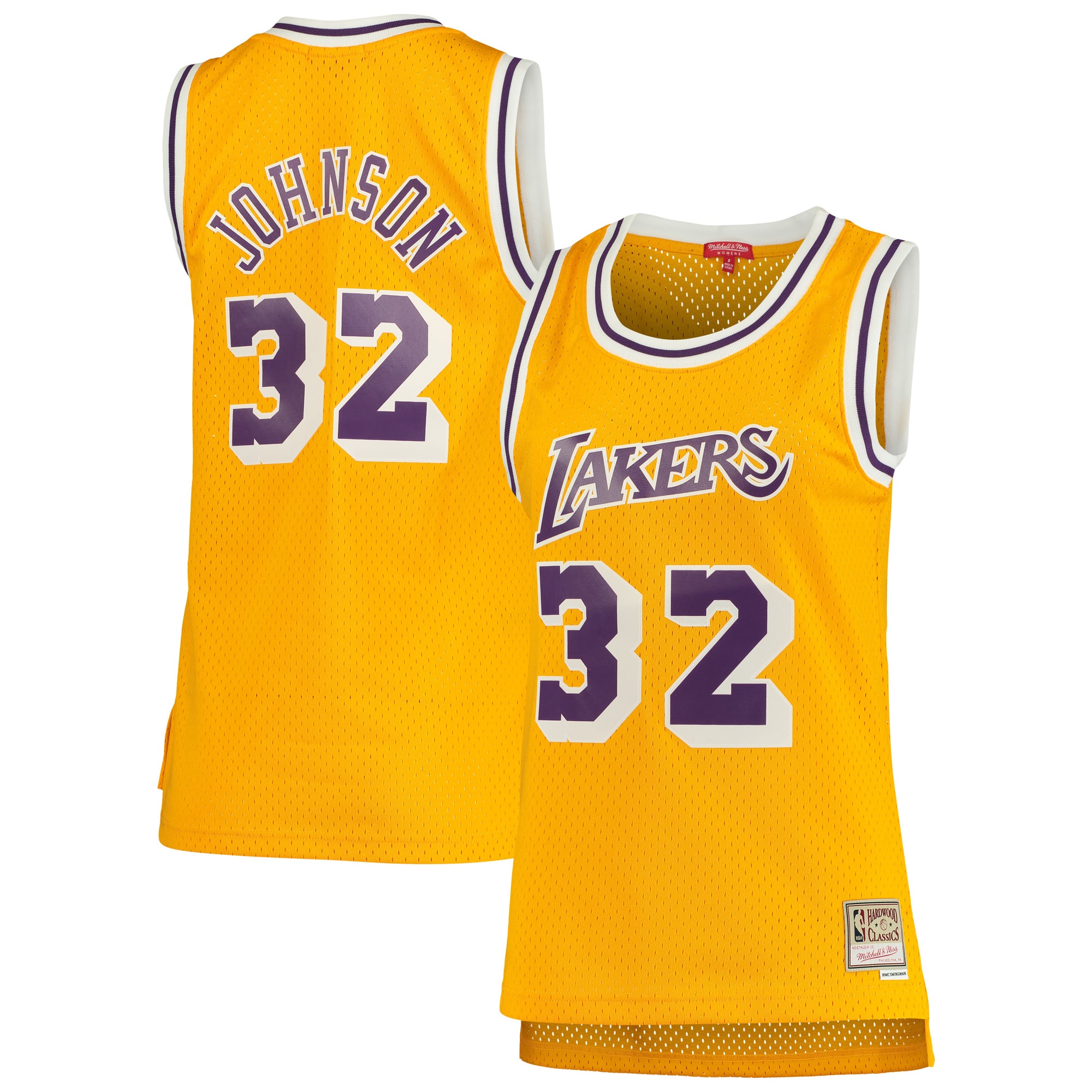 Mitchell Ness Magic Johnson Gold Los Angeles Lakers 1984-85 Hardwood Classics Swingman NBA Jersey Women's