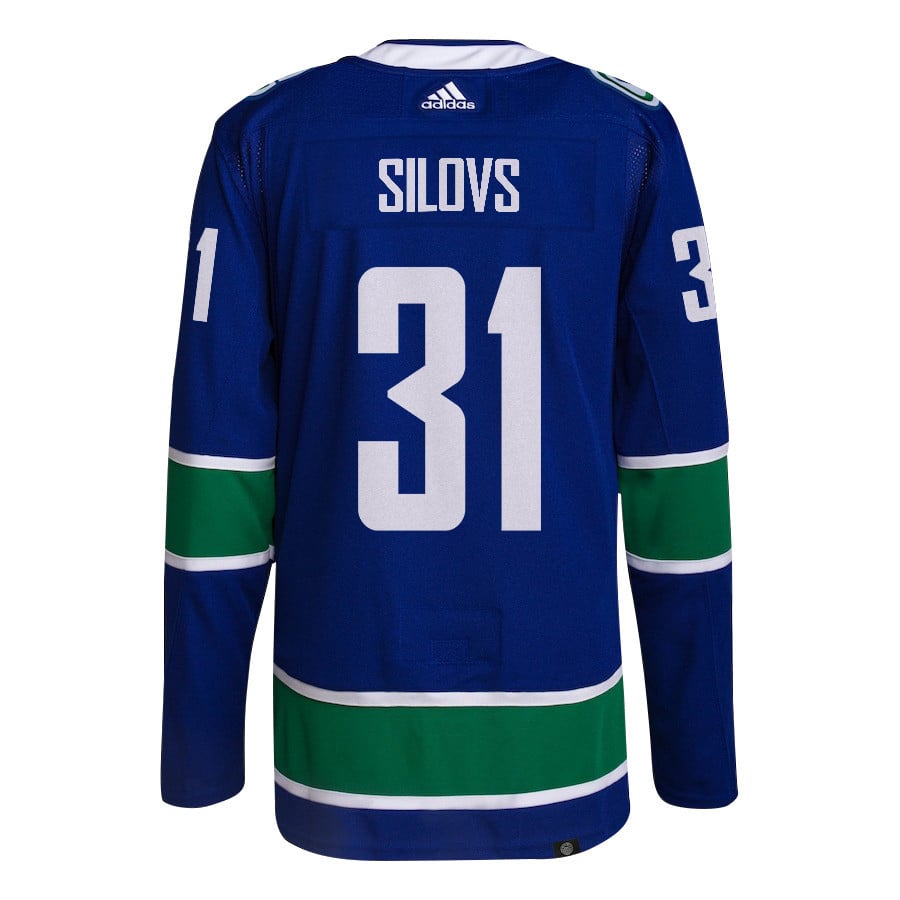 Arturs Silovs 31 Vancouver Canucks 2024 Playoffs Patch Home Blue NHL Jersey Men's