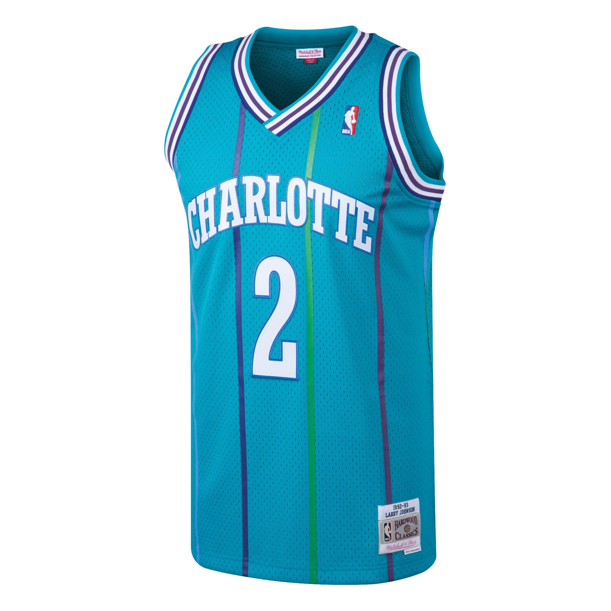 Mitchell Ness Larry Johnson Teal Charlotte Hornets 1992-93 Hardwood Classics Swingman NBA Jersey Men's