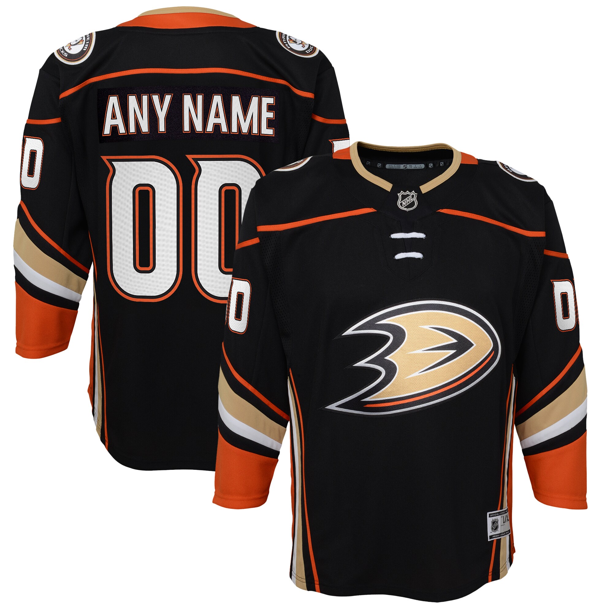 Anaheim Ducks Black Home Premier Custom NHL Jersey Youth