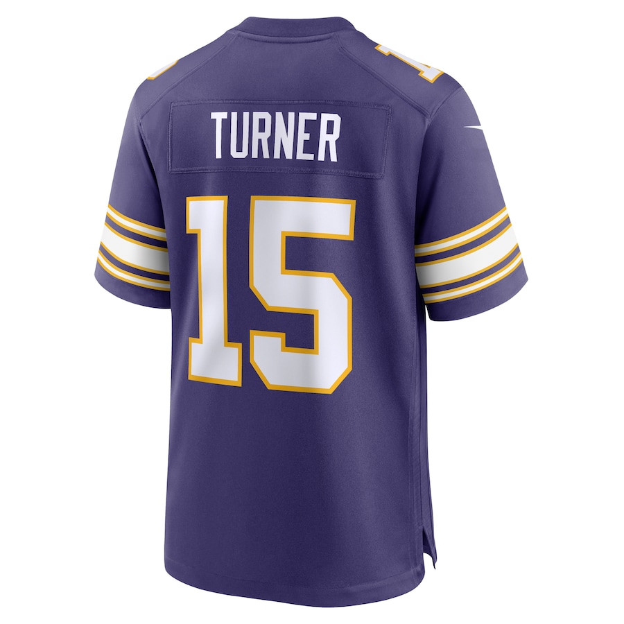 Dallas Turner 15 Minnesota Vikings Alternate Game Purple NFL Jersey Men's