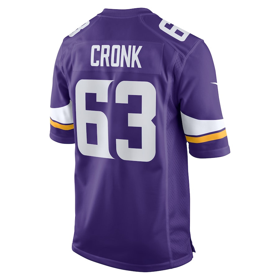 Coy Cronk 63 Minnesota Vikings Team Game Purple NFL Jersey Men's