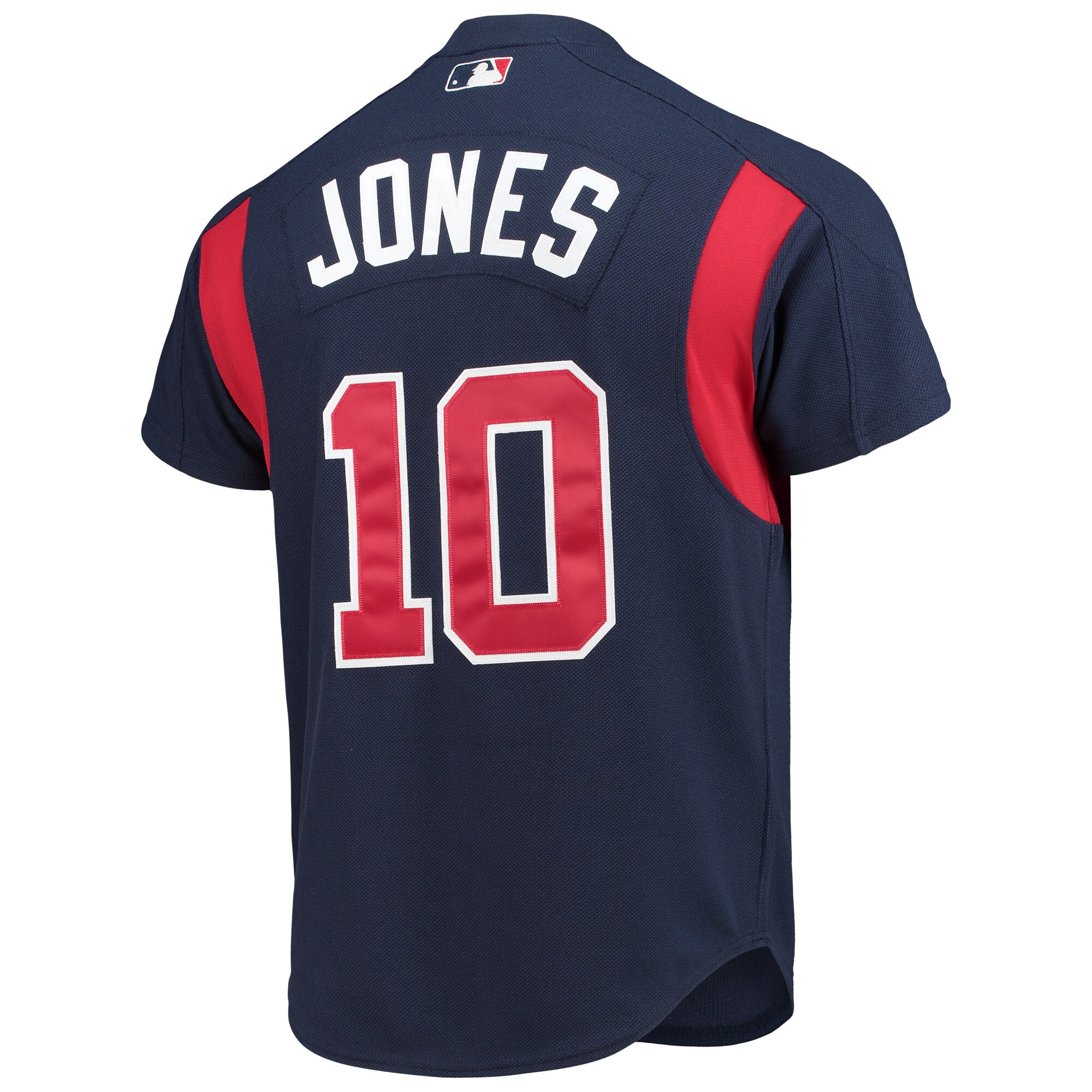 Atlanta Braves Chipper Jones Mitchell Ness Navy Cooperstown Collection Mesh Batting Practice Button-Up MLB Jersey Men's