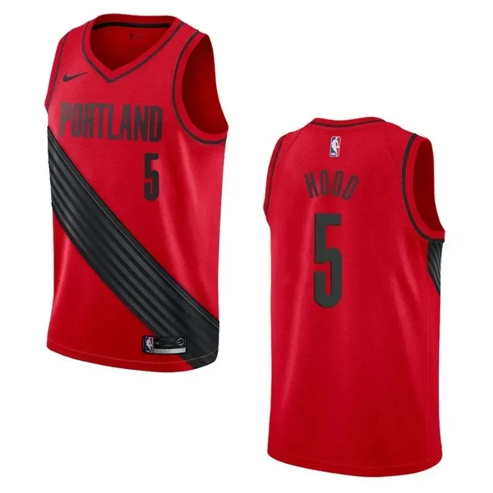 Portland Trail Blazers 5 Rodney Hood Statement Swingman Red NBA Jersey Men's