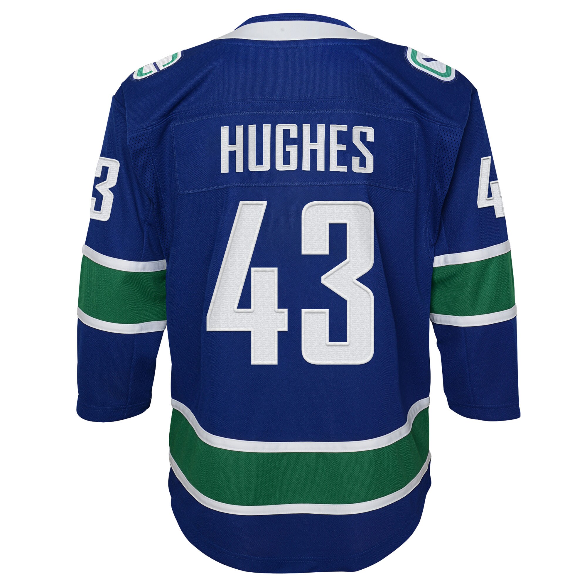 Vancouver Canucks Quinn Hughes Blue Home Premier Player NHL Jersey Youth