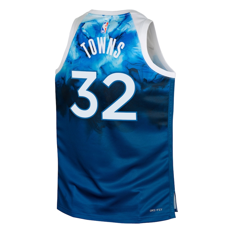 Karl-Anthony Towns 32 Minnesota Timberwolves 2023/24 City Edition Swingma Blue NBA Jersey Youth