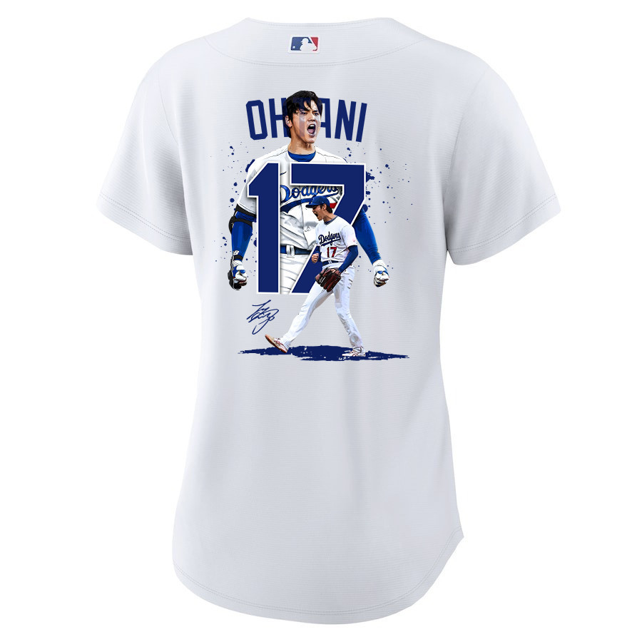 Shohei Ohtani 17 Los Angeles Dodgers Signed Number 2023 Home White MLB Jersey Women's