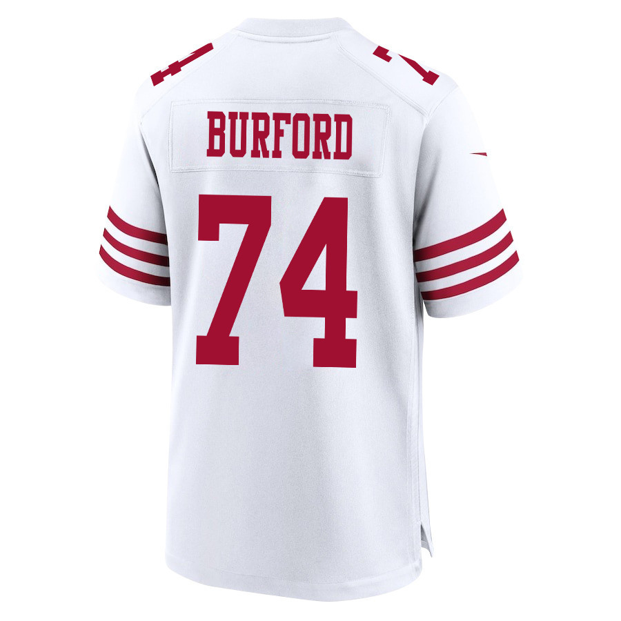 Spencer Burford 74 San Francisco 49ers Super Bowl LVIII Patch Game White NFL Jersey Men's