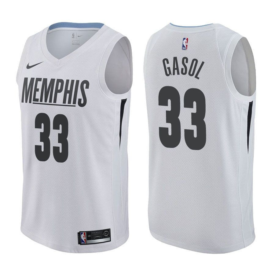 Memphis Grizzlies Marc Gasol 33 City Editio White NBA Jersey Men's