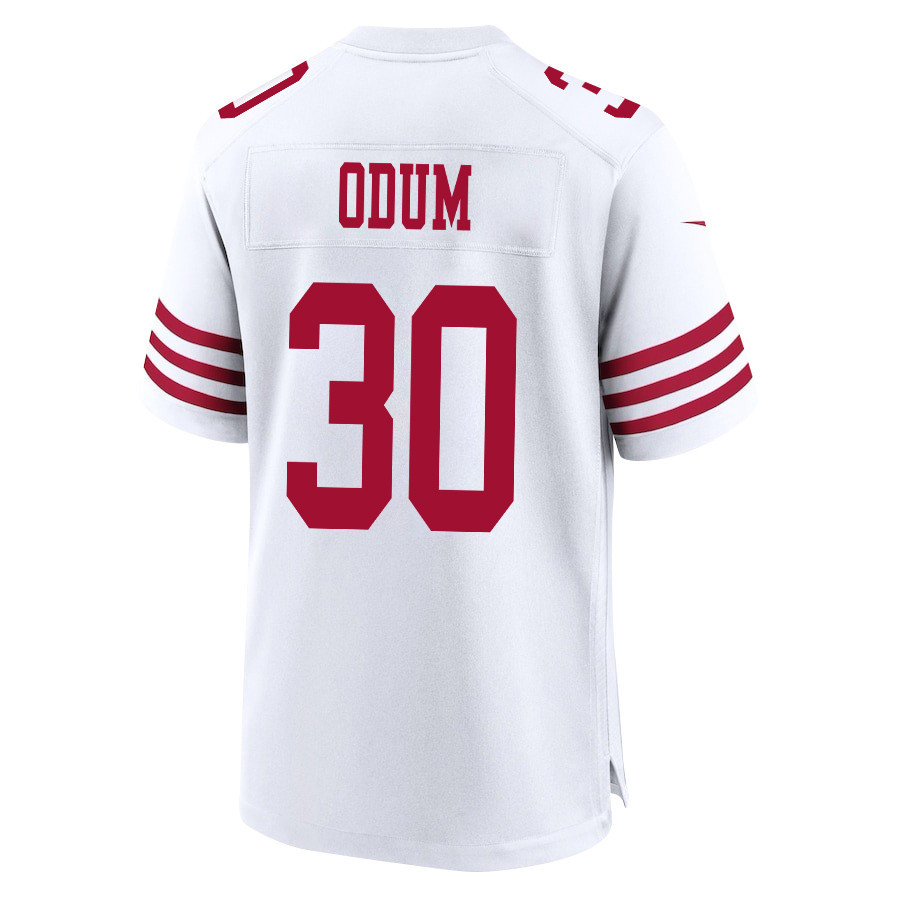 George Odum 30 San Francisco 49ers NFC Champions Patch Game White NFL Jersey Men's